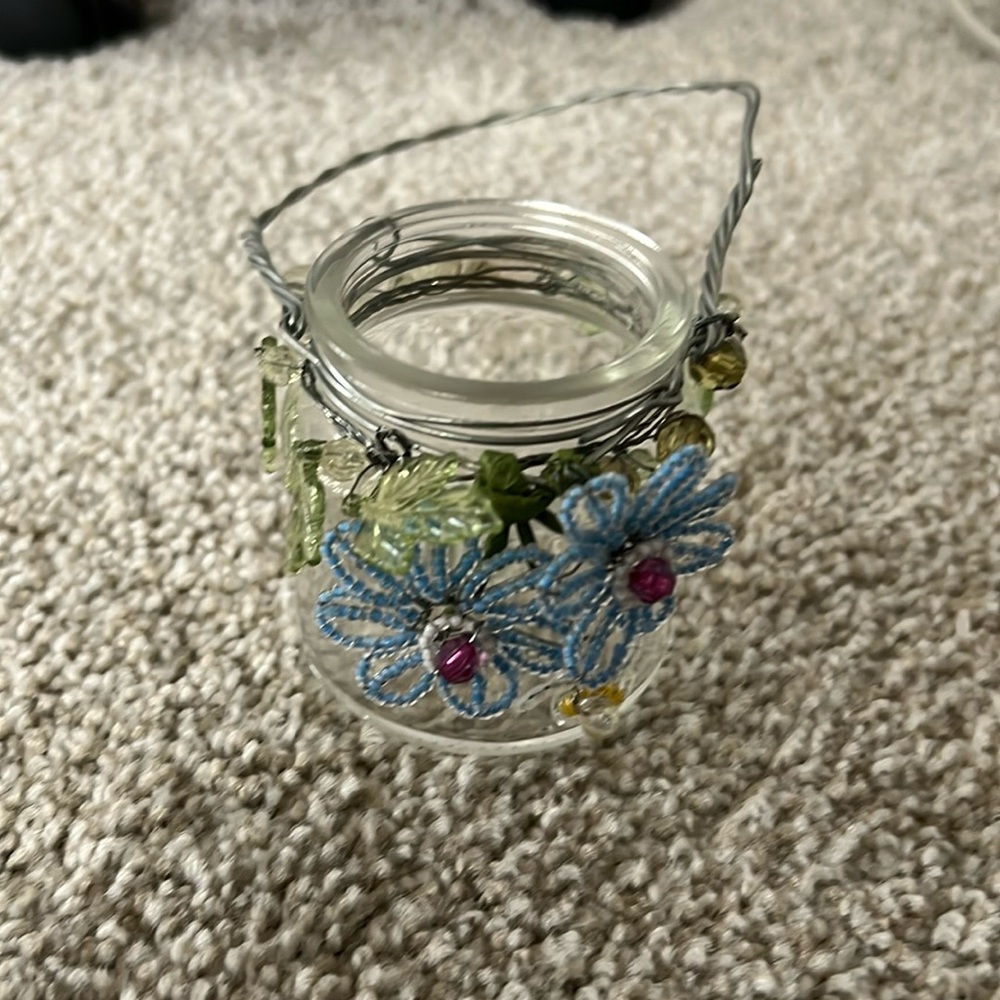 Glass with Beads candle holder